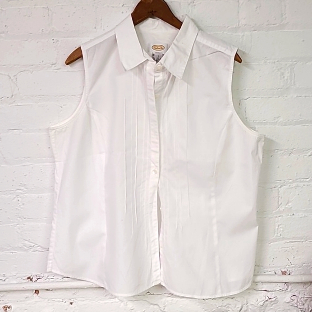 Talbots White Sleeveless Blouse Y2K Size Large